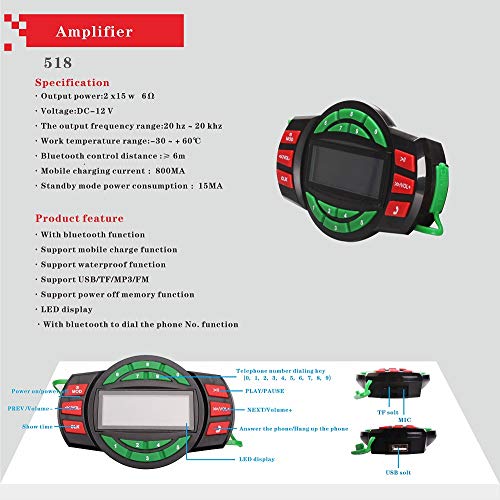 Image of UTV ATV Bluetooth Amplifier Sound System Hand-Free Speakers FM USB Audio System Stereo 3 Inch Speakers 12V Motorcycle Waterproof Audio FM Radio Stereo Speaker (Chrome&Black Speaker)