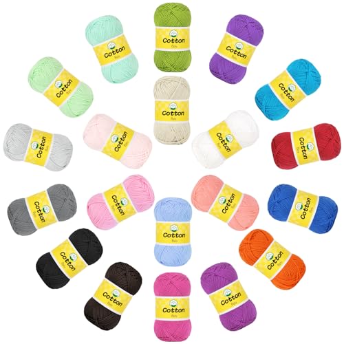 Image of Coopay Mini Cotton Yarn for Crocheting -1OO% Pure Cotton Crochet Yarn of 20 Pack 25g /0.88oz -#2 Sport Weight -90Yds, Soft Breathable Baby Yarn Set for Knitting Crafts, Gifts for Beginners & Crocheters
