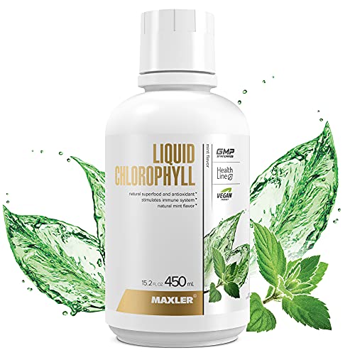 Maxler Chlorophyll Liquid Mint Flavor - Internal Deodorant for Body Odor & Bad Breath Supplement - Vegan Liquid Chlorophyll - 132 mg of Chlorophyllin per 1 Serving (15 Servings) - 15.2 fl oz