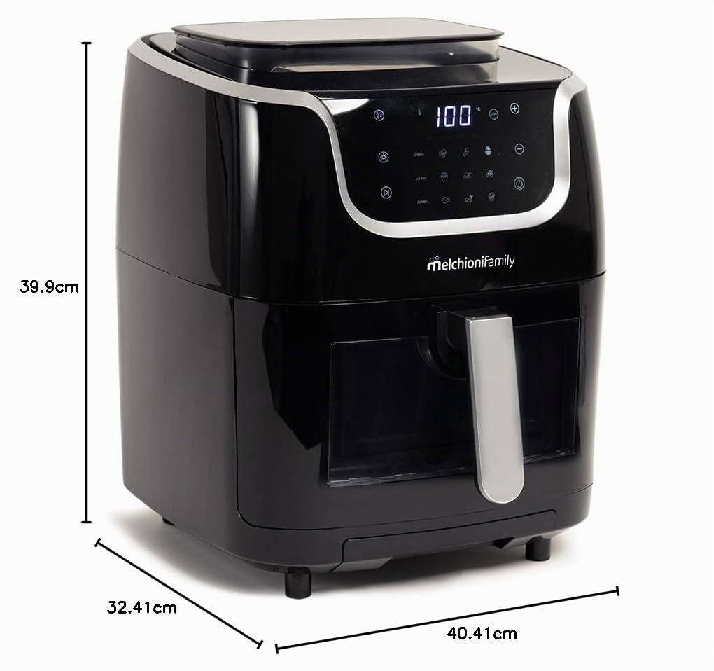 Freidora de Aire Melchioni Gioia 3in1 con Función de Cocción al Vapor, Capacidad de 6,5L, Pantalla Táctil, 30 Programas Preestablecidos, Temporizador y Temperatura Regulable, Potencia de 1700W.