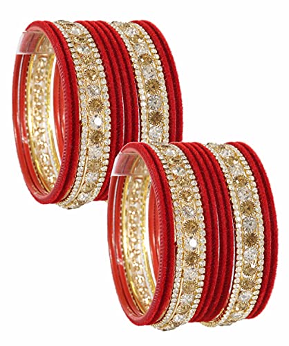 Image of NMII Non Precious Metal, Velvet and Zircon Gemstone Bangle set for Women /Girls