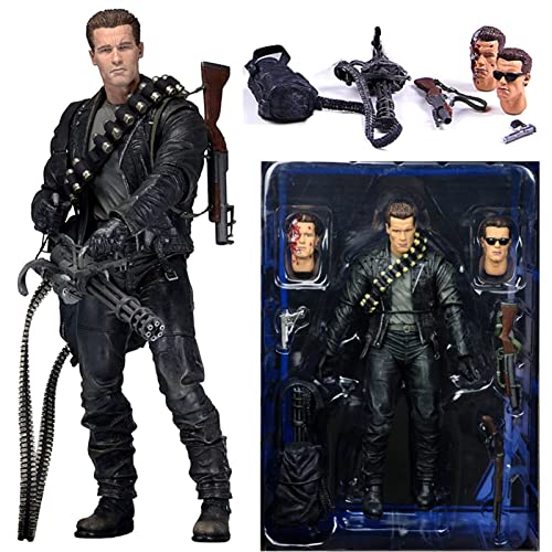 YSDSPTG Figure d'action Fate Sarah Connor Terminator 2 Figure Journal Day T-800 Arnold Schwarzenegger T-1000 Figurines de Collection (Color : A with Box, Size : 18cm)