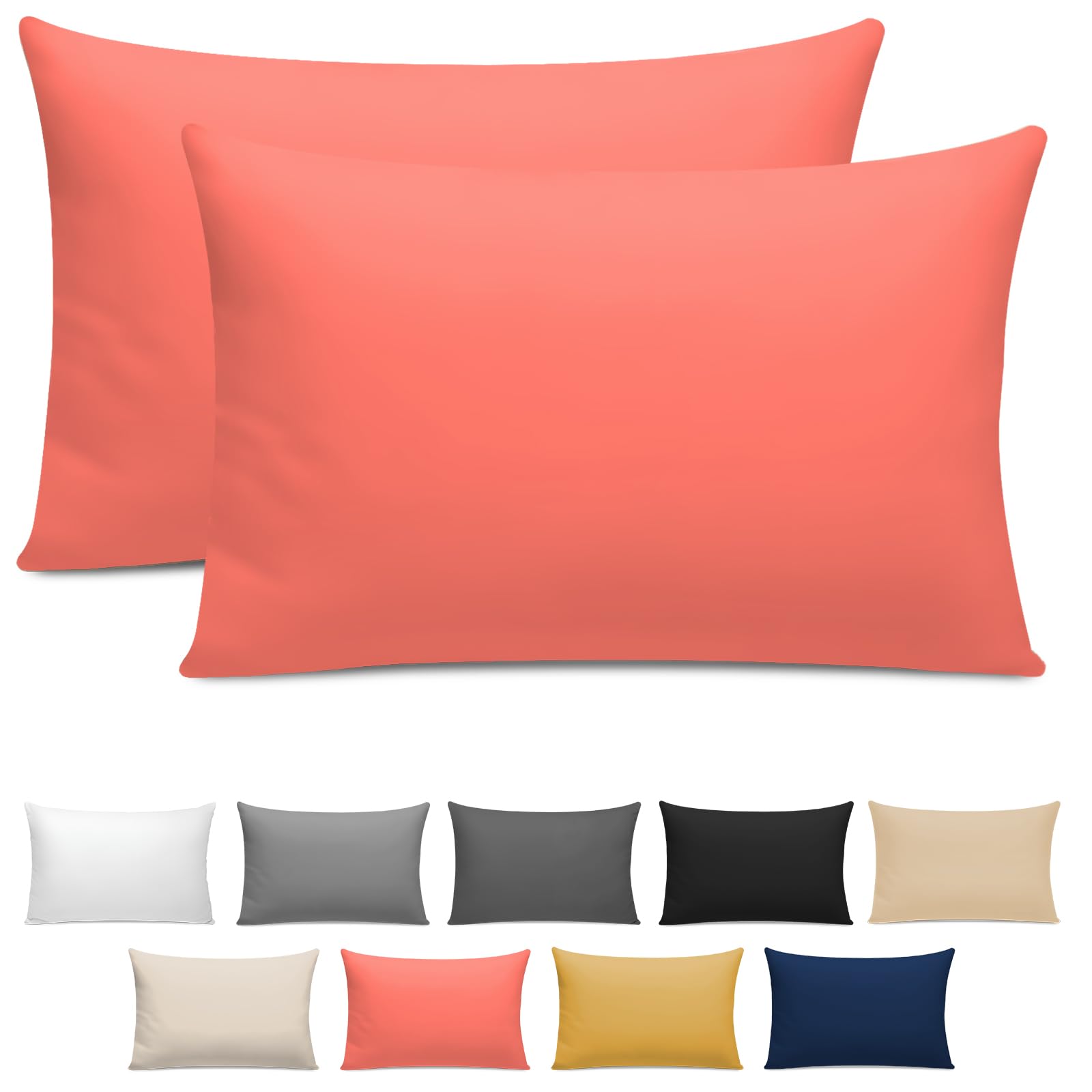 Pamposh - Pillow Case Set - Egyptian Cotton - 400 Thread Count - Coral - Standard