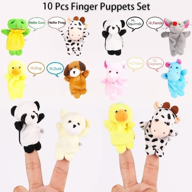 Image of Animal Finger Puppets for Kids Soft Plush Finger Puppet Toys Set for Storytelling Hand Puppets Educational Toys for Toddlers Kids Learning Playtime Party Favor Educational Learning Toys for Toddlers