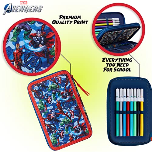 Marvel Spiderman Trousse Scolaire 2 Compartiments ou Trousse 3 Compartiments avec Fournitures Scolaires Crayon Kit Papeterie Avengers Cadeau Avengers - vue 3