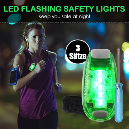 3 Stück LED Sicherheitslicht, Blinklicht Schulranzen Licht, Clip Reflektor Rucksack licht, Sicherheitsleuchten für Jogger, Hunde, Outdoor-Sicherheit, Kinderwagen-Sicherheit（Grün）