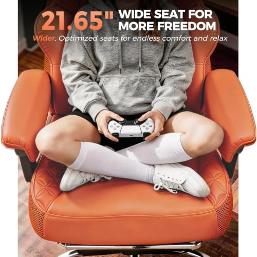 Image of COMHOMA Big and Tall Office Chair with Upgrade Footrest, Heavy Duty Gaming Chair High Back Executive Chair with Spring Lumbar Support for Lower Back Pain Relief, 150Reclining Adjustable Armrests