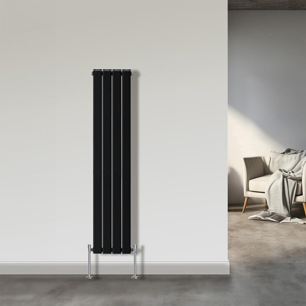 NRG 1600x272mm Double Flat Panel Designer Tall Vertical Radiator Central Heating Black