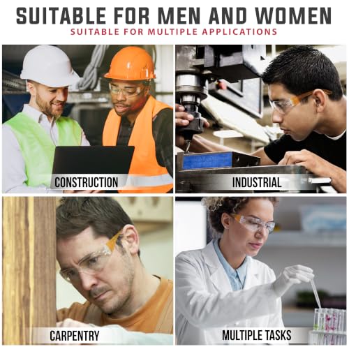 Image of BISON LIFE Clear Safety Glasses - ANSI Z87.1 Certified Scratch & Impact Resistant Eye Protection Goggles for Men & Women