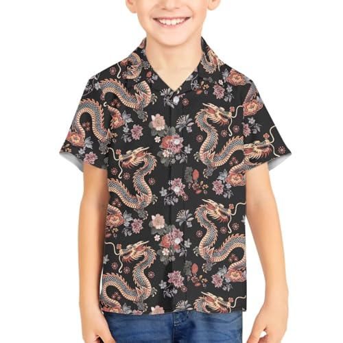 Boy Button Down Shirt Short Sleeve Hawaii Beach Summer Aloha Shirt Kids Boys Girls3