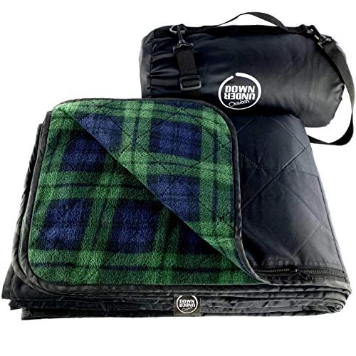 DOWN UNDER OUTDOORS Large Waterproof Windproof Extra Thick 350 GSM Quilted Fleece Stadium Blanket, Camping Picnic Outdoor & Beach, Machine Washable 82 x 55