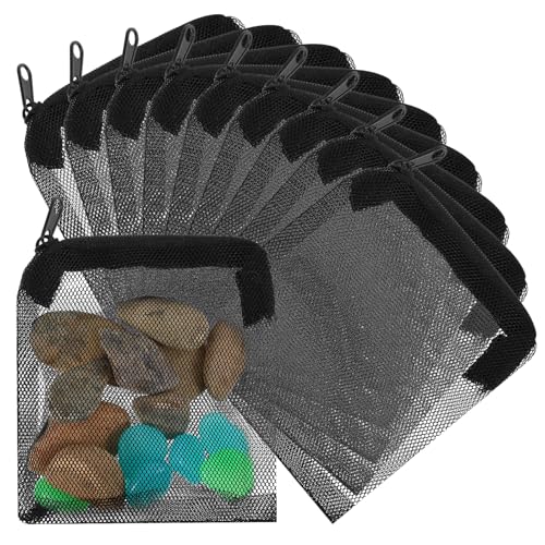Image of Piriuuo 10 Pcs Aquarium Media Bags, 3.9 inch X 4 inch Filter Media Bag Small Media Bags for Aquarium Aquarium Filter Bags with Zipper Reusable Filter Bags for Fish Tank Activated Carbon (Black)