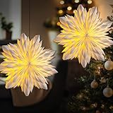 EANLOLY 2er Set Weihnachtsstern Beleuchtet, Papiersterne Weihnachten, 3D...