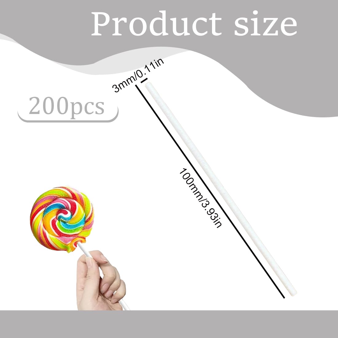 Bâtonnets Cake Pop en papier solide 10 cm blanc, support pour sucettes, chocolat, bonbons