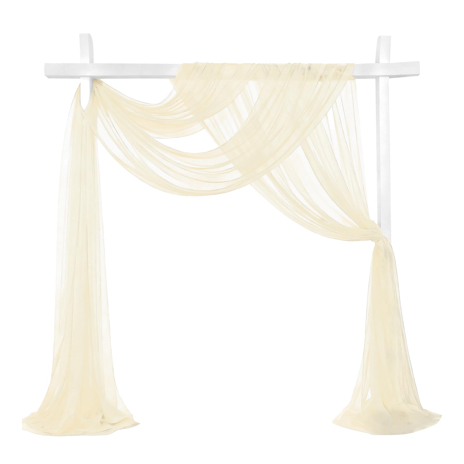 sourcing map Wedding Arch Draping Fabric, 32" x 33Ft Sheer Drapes Chiffon Fabric for Wedding, Birthday Decoration, Ceremony Archway Drapes, Beige