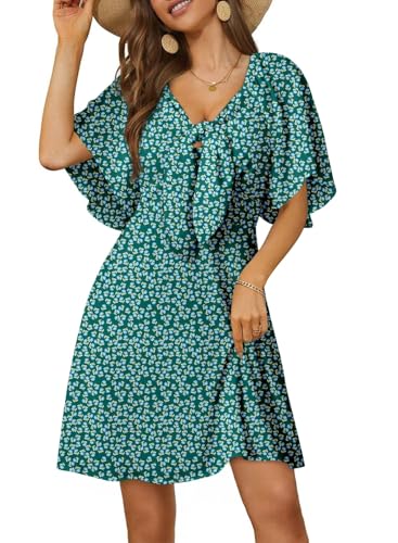 Image of Dokotoo Womens Dresses 2026 Spring Summer Deep V Neck Elegant Cocktail Bow tie Mini Dress S-XL