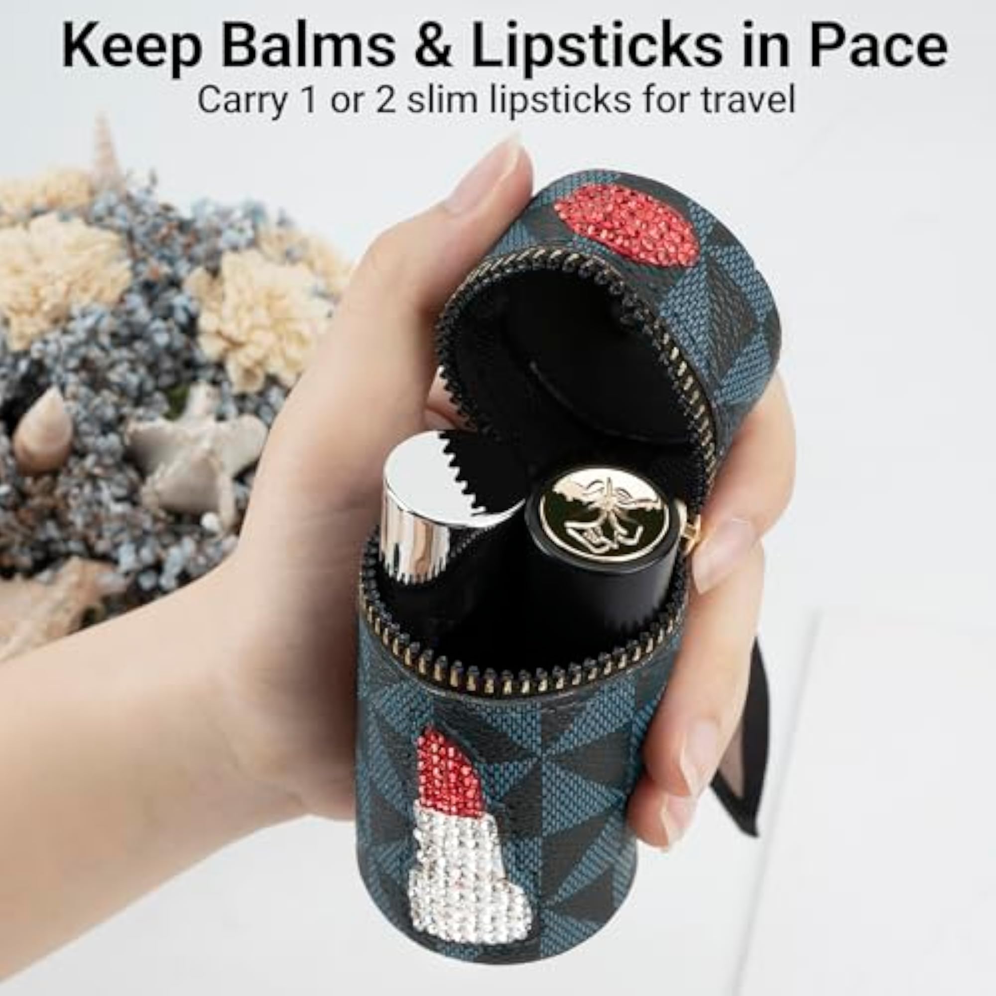 4 Pack Mini Lipstick Case, Vegan Leather Lip Balm Holder