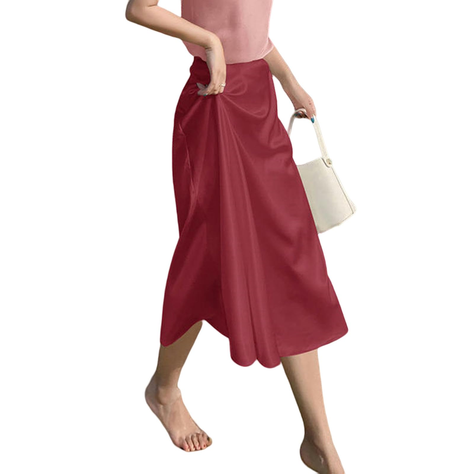 NOGRAX Falda Larga Mujer Faldas para Mujeres De Verano Fashion Fashion Midi Longitud De La Cintura Alta De La Cintura Delgada Delgada.