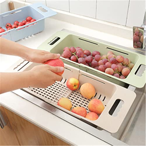Canasta retráctil para debajo del estante, estante para drenaje de fregadero, rack plástico para utensilios, rack para platos para cocina y baño (Beige) miniatura 4