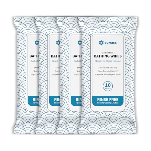 SUNKISS TrustPlus Badefreie Feuchttücher, Körperreinigungswipes f...