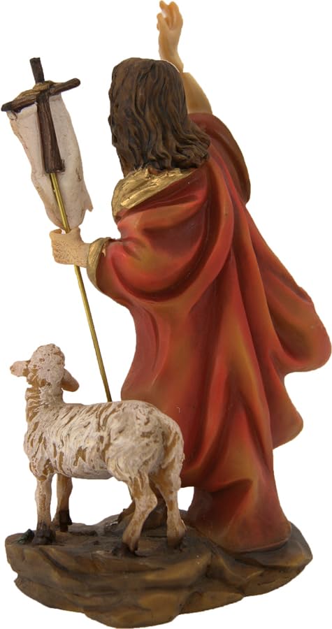 Set 2 Statuine Agnello Pasquale 18 Cm – Dipinte A Mano In Poliresina, Effetto Legno