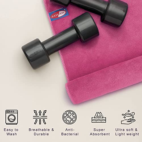 Image of Sassoon Unisex Microfiber Gym Towel in 450 GSM (Set of 2, Coral Pink) 40cmX60cm- Fast Drying & Light Weight Ultra Absorbent Sports Towel