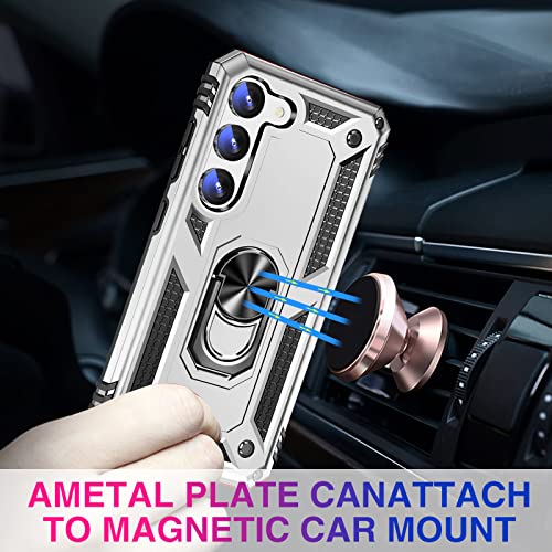 Image of Vaki Cases for Samsung Galaxy S23 Case with Screen Protector [Military Grade Drop] Heavy Duty Rugged Shockproof Protective Cover for Samsung Galaxy S23 5G Phone Case with Ring Kickstand Silver