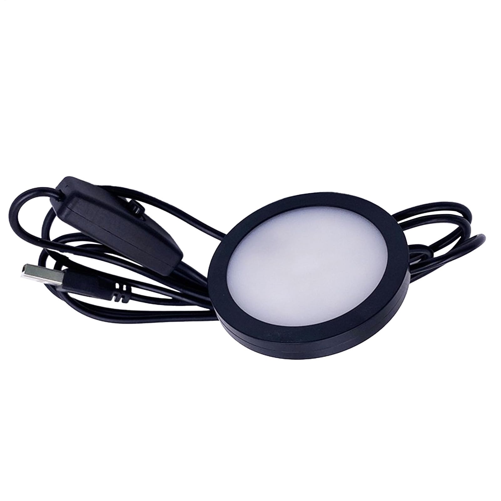 Aluminum USB Cabinet Light - Ultra Slim 5V Spotlight Mounted in | 60mm Round Wardrobe Wine Storage Lighting | RV Furniture Washer Mount, Installation 3
