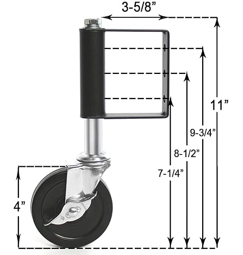 Miniatura 3 de Ruedas de puerta con resorte de alta resistencia de 4 pulgadas con freno de bloqueo lateral, capacidad de carga de 275 libras