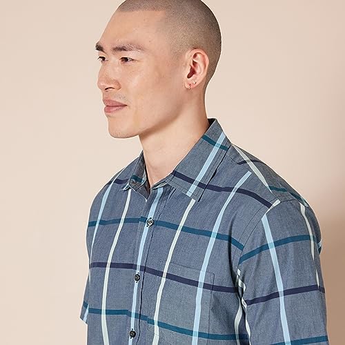 Image of Amazon Essentials Men's Regular-Fit Short-Sleeve Poplin Shirt, Collared, Washed