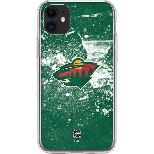 Skinit Clear Phone Case Compatible with iPhone 11 - Officially Licensed NHL Minnesota Wild Frozen Design