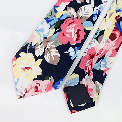 Image of Mantieqingway Men's Cotton Floral Neck Tie 2.56'' Printed Skinny Tie