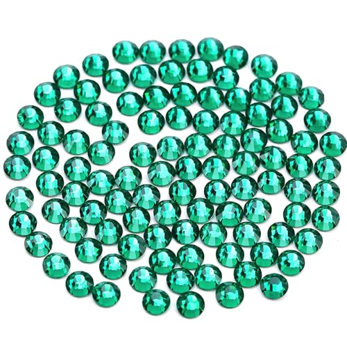 Image of Novani Crystal Rhinestones, Flatback Loose Gemstones 1440pcs Glass Rhinestones for Clothes Shoes Crafts Makeup Nail Art and DIY Decorations(SS16, Green Zircon)