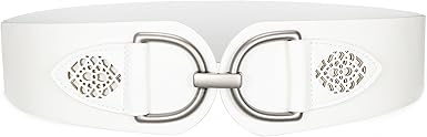 SANSTHS Vintage Women Stretchy Wide Belt Chunky Buckle Elastic Wide Waist Belts for Dresses Coats