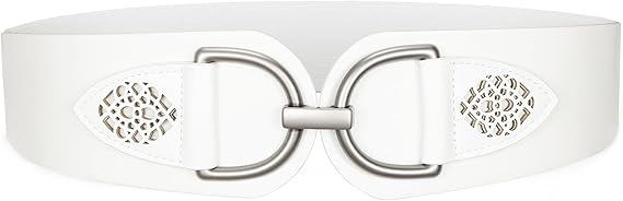 SANSTHS Vintage Women Stretchy Wide Belt Chunky Buckle Elastic Wide Waist Belts for Dresses Coats