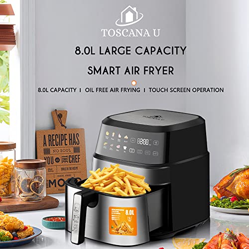 TOSCANA U Air Fryer, 1700 Watts, Digital Control Panel Display, Preset Programs with Preheat Function, 8 Liters, Black ST-1581
