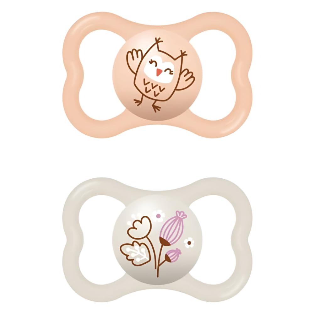MAM Air Ciuccio in Set da 2, in Silicone Skinsoft con Custodia Porta Succhietto, 6-16 Mesi, Rosa