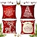 4 Pcs Fundas Cojines Navidad,45 X 45 Cojines Navideños,Fundas Navideñas para Cojines de Lino,Algodon Cojines Decorativos para Sofa Navidad,Fundas de Almohada de Navidad para Decoración Casa Interior
