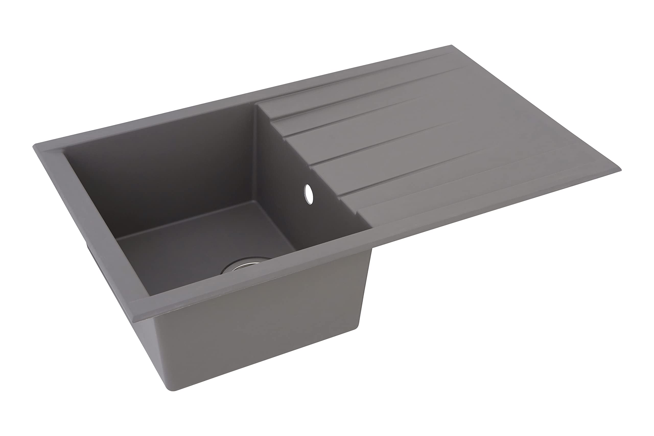 Respekta Houston Mineralitespüle in Betongrau / 1 Becken Einbauspüle in 80 x 50 cm / Spülbecken geeignet für Unterschränke ab 50 cm Breite