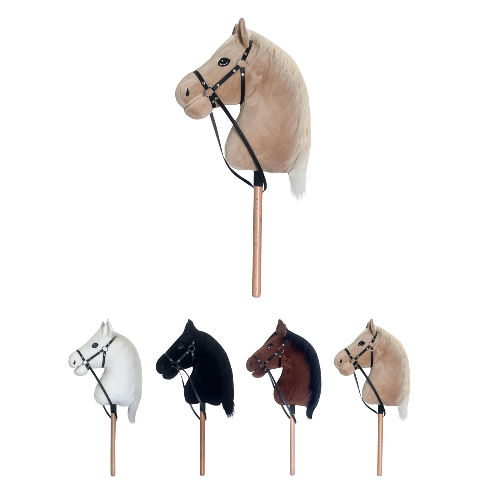 RL24 - Hobby Horse Pferde IRHFree Spirit von Imperial Riding – Steckenpferd – Spielpferd aus Plüsch mit Holzstock & kurzer Mähne – Stockpferd ohne Griffe & Rollen – Hobby Horsing – Beige