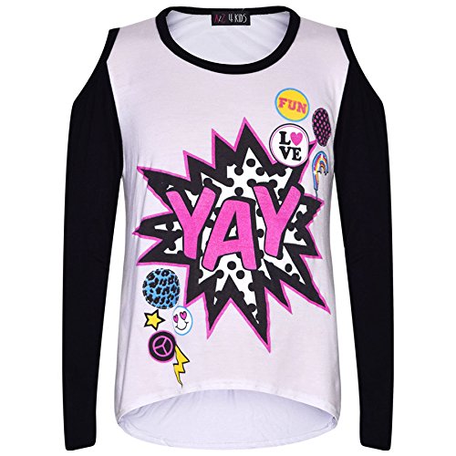 Top YAY blanc imprimé graphique ensemble deux pièces filles - 2