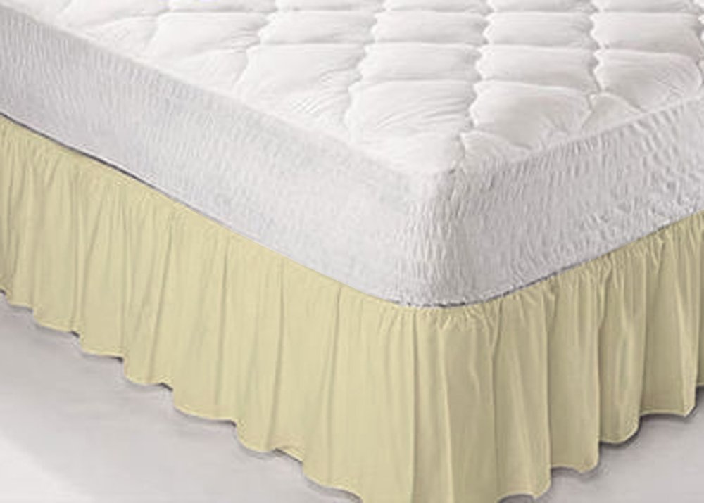 **Textile.Plus** Poly Cotton Frilled Platform Base Valance Sheets All SizesDouble Cream
