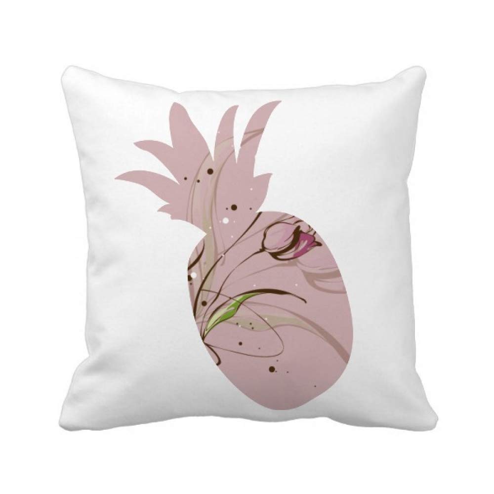 Coussin Tulipe Peint à la Main en Coton et Lin Rose pour Déco Salon