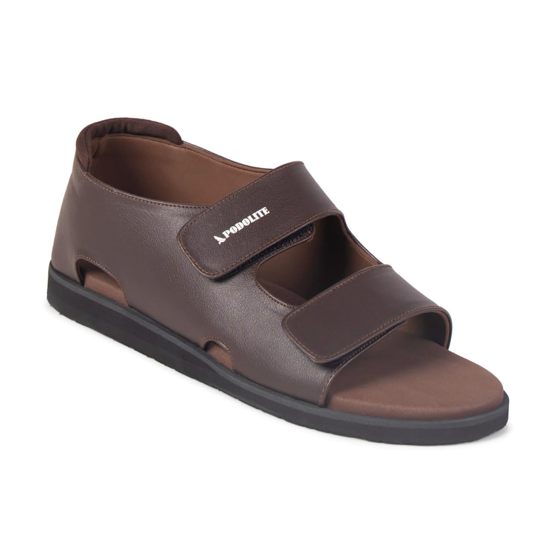 Podolite Orthopedic Diabetic Sandals For Men | Adjustable cushioned Straps, Lightweight, Anti-Skid | With MCP orthopedic soles for cushioning | Orthopedic Sandals for Men (Brown, 7) (B0CY22VBN3) Amazon Price History, Amazon Price Tracker