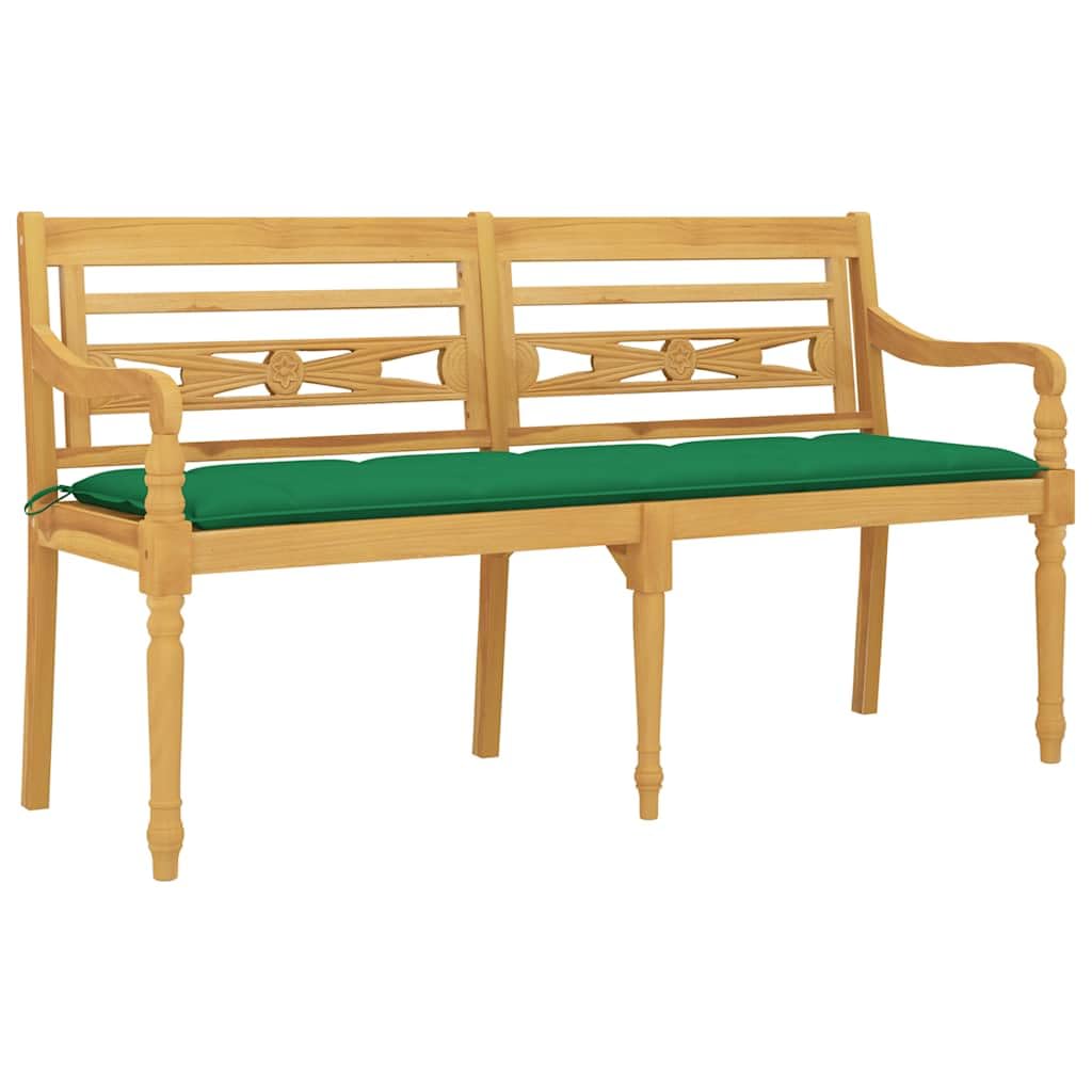 Batavia - Banco de madera con cojín (150 cm, madera de teca maciza)