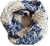  Wollschal Loop XXL ca. 140 cm lang Schal handgestrickt blau/natur Schlauchschal Loopschal Rundschal Schlauchtuch gestrickt