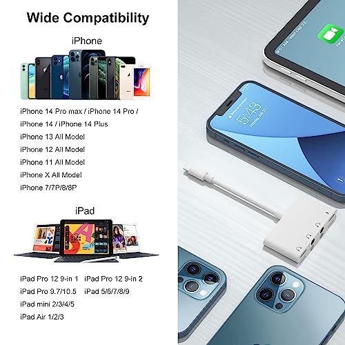 Amllxen Iphone Headphone Adapter, 4 In 1 Ipad Headphone Jack Splitter With Dual 3.5Mm Aux Audio Splitter+Lighting Headphone Jack +Charging Port, Dongle For Iphone14 13 12 11 X 8 7/ Ipad -Support Ios #TOP5