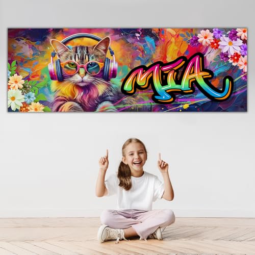 tjapalo® Poster mural personnalisé prénom Chat Poster cool chambre fille affiche murale street art