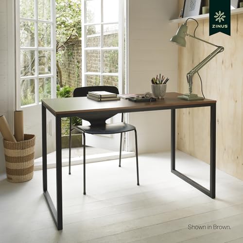 Image of Zinus Jennifer 119 x 61 x 74 cm Modern Study Desk in Metal and Wood - Office Computer Table - Dark Brown and Black
