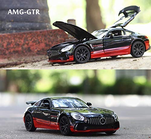 Image of Metal Pull Back Diecast Car 1:24 Big Mercedes Benz Amg Gtr Pull Back Car Model With Sound Light Boys Gifts Toys For Kids?Pack Of 1?,Multicolor
